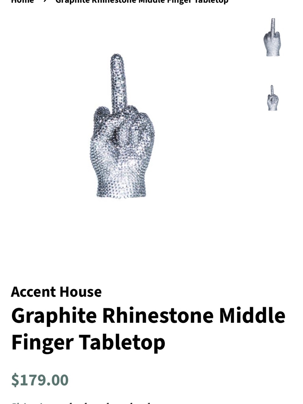 Graphite Rhinestone Middle Finger Tabletop